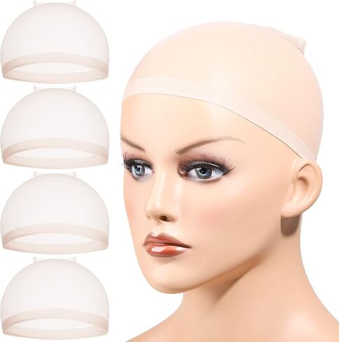 Fandamei HD Nylon Wig Caps Ultra Thin, 4PCS Super Thin Wig Caps Nude, Nylon Wig Cap for Women Stretchy, Natural Transparent HD Wig Caps for Lace Front Wigs. Summer Wear Comfortable Wig Cap(Nude) in Saudi Arabia