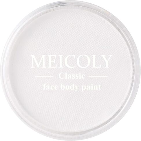 طلاء الوجه النيون من MEICOLY، طلاء الجسم المتوهج في الظلام، طلاء الوجه المنشط بالماء الفلوريسنت للبالغين والأطفال، طلاء الوجه الأبيض للهالوين ذو اللون الواحد، كعكة مقسمة على أساس مائي، 1.05 أونصة، أبيض/أزرق للأشعة فوق البنفسجية in Kuwait