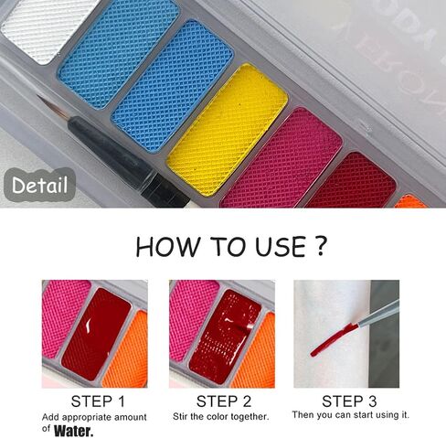 طلاء الوجه المتوهج بالأشعة فوق البنفسجية، قطعتان من لوحة ألوان النيون المنشط بالماء للوجه والجسم مكياج يتوهج في الظلام محدد عيون مائي لمكياج حفلات الهالوين in Kuwait