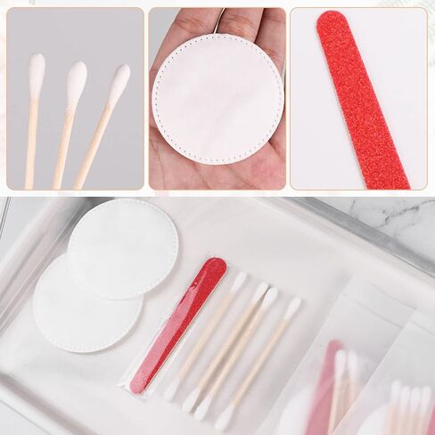 Tuciyke Hotel Vanity Kit، 50 حزمة ملفوفة بشكل فردي وسائل الراحة مجموعة الغرور الفندقية تتضمن لوازم الضيافة الفندقية وسادات قطنية تجميلية، مسحات قطنية، لـ Airbnb، والمأوى، ودار التمريض in Kuwait