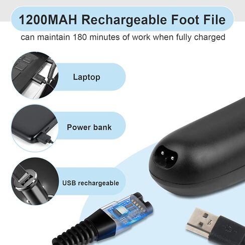 BOMPOW Electric Foot File with 3 Roller Heads and Pedicure Tool Set for Dry Dead and Cracked Feet Hard Skin Remover for Feet Black in Saudi Arabia