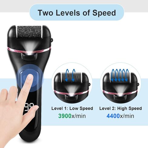 BOMPOW Electric Foot File with 3 Roller Heads and Pedicure Tool Set for Dry Dead and Cracked Feet Hard Skin Remover for Feet Black in Saudi Arabia