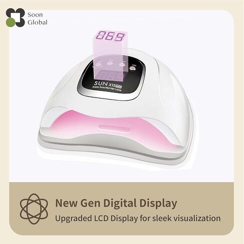Soon Global UV Nail Lamp, 280W UV Light for Nails Fast Curing Gel Nail Polish with 4 Timers and LCD Display, Professional LED Nail Dryer with Auto Sensor, 66 Lamp Beads in Kuwait