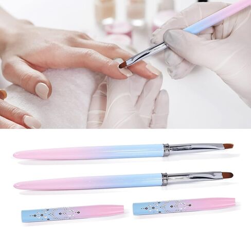 قطعتان من فرشاة تنظيف الأظافر الاحترافية للأظافر مع قلم رأس مستدير ومائل وأدوات طلاء لتصميم فن الأظافر وتنظيف الأخطاء البولندية in Kuwait