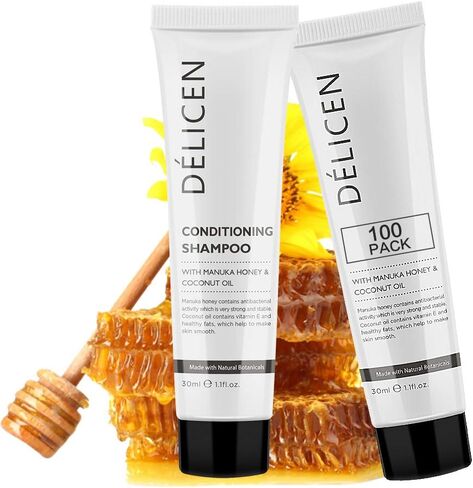 OPPEAL Delicen Shampoos & Conditioner 2 in 1 with Manuka Honey & Coconut Oil, 1 Fl OZ Ideal Travel Size for Hotel/Vacation Rental/Guest Room, Clementine Scent (100 Pack) in Saudi Arabia
