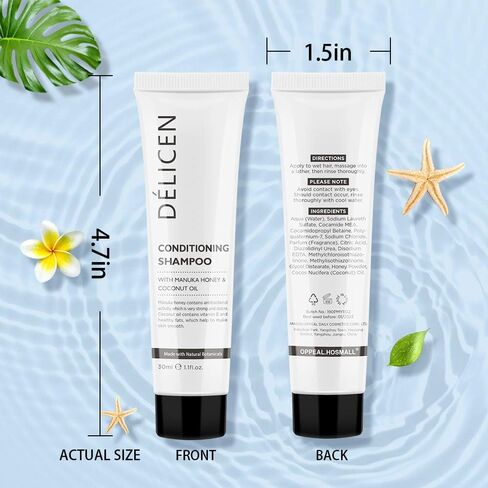 OPPEAL Delicen Shampoos & Conditioner 2 in 1 with Manuka Honey & Coconut Oil, 1 Fl OZ Ideal Travel Size for Hotel/Vacation Rental/Guest Room, Clementine Scent (100 Pack) in Saudi Arabia