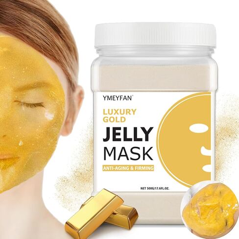 Jelly Mask for Facial Professional - 24K Gold Anti-Aging & Firming Hydrojelly Mask Powder, Hydrating Brighten Jelly Face Mask Skin Care, Natural Gel Peel Off Mask for Spa Salon Vajacial Mask 17.6Fl Oz in Kuwait