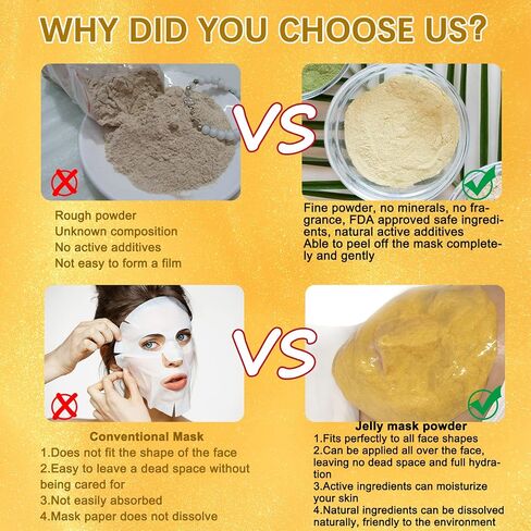 Jelly Mask for Facial Professional - 24K Gold Anti-Aging & Firming Hydrojelly Mask Powder, Hydrating Brighten Jelly Face Mask Skin Care, Natural Gel Peel Off Mask for Spa Salon Vajacial Mask 17.6Fl Oz in Saudi Arabia