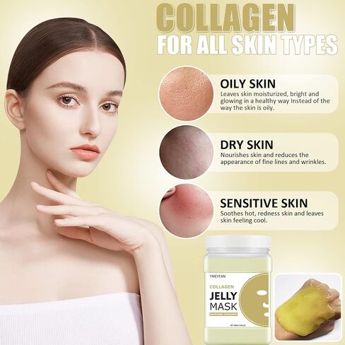 Jelly Mask for Facial Professional - 24K Gold Anti-Aging & Firming Hydrojelly Mask Powder, Hydrating Brighten Jelly Face Mask Skin Care, Natural Gel Peel Off Mask for Spa Salon Vajacial Mask 17.6Fl Oz in Saudi Arabia