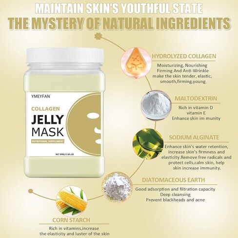 Jelly Mask for Facial Professional - 24K Gold Anti-Aging & Firming Hydrojelly Mask Powder, Hydrating Brighten Jelly Face Mask Skin Care, Natural Gel Peel Off Mask for Spa Salon Vajacial Mask 17.6Fl Oz in Saudi Arabia
