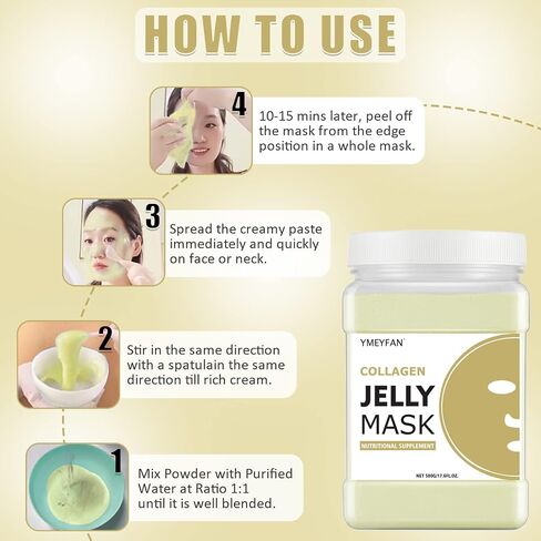 Jelly Mask for Facial Professional - 24K Gold Anti-Aging & Firming Hydrojelly Mask Powder, Hydrating Brighten Jelly Face Mask Skin Care, Natural Gel Peel Off Mask for Spa Salon Vajacial Mask 17.6Fl Oz in Saudi Arabia