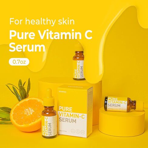 SKINMISO Pure Vitamin C Serum | Facial Skin Care Products - Korean Skincare Glow Face Serum| K Beauty Serum Face Care for Skin Brightening, Hydrating & Lighten up Dark Spots - Pack of 1 (0.7 oz) in Saudi Arabia