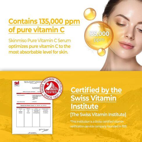 SKINMISO Pure Vitamin C Serum | Facial Skin Care Products - Korean Skincare Glow Face Serum| K Beauty Serum Face Care for Skin Brightening, Hydrating & Lighten up Dark Spots - Pack of 1 (0.7 oz) in Saudi Arabia