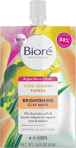 Bioré Brightening Clay Mask, to Improve Skin Tone and Texture, for All Skin Types, 1.69 Fluid Ounces in Kuwait