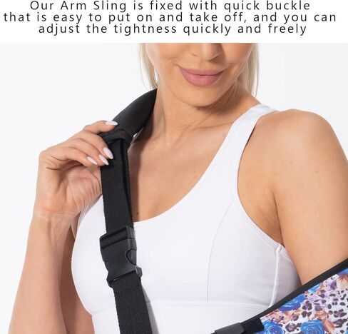 Fotgok Foam Arm Sling Elbow Brace Support with Waist Strap Soulder Sling Rotator Cuff Brace for Shoulder Injury for Women, Blue Rose Leopard in Saudi Arabia