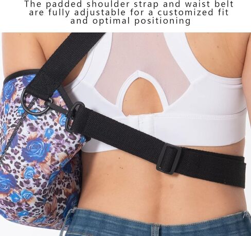 Fotgok Foam Arm Sling Elbow Brace Support with Waist Strap Soulder Sling Rotator Cuff Brace for Shoulder Injury for Women, Blue Rose Leopard in Saudi Arabia