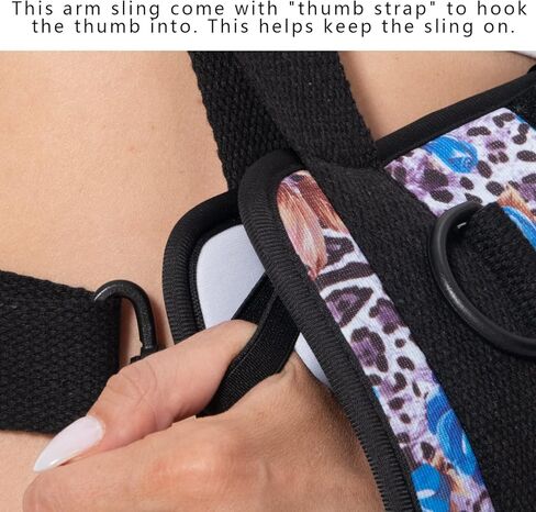 Fotgok Foam Arm Sling Elbow Brace Support with Waist Strap Soulder Sling Rotator Cuff Brace for Shoulder Injury for Women, Blue Rose Leopard in Saudi Arabia