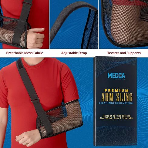 حمالة كتف شبكية للذراع - مانع حركة الكتف للاستحمام - دعامة ذراع قابلة للتعديل للكفة المدورة، والكوع والإصابات الأخرى، دعم رفع الجبيرة اليمنى واليسرى للرجال والنساء in Kuwait