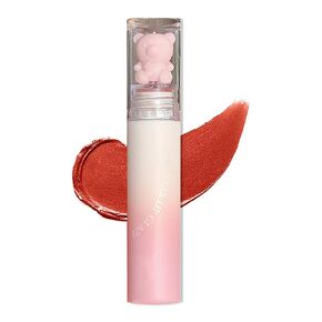 Pink Bear Matte Velvet Lip Gloss, Moisture Smooth Lip Glaze Waterproof Long Lasting Lip Stain Cute Beauty Makeup Milk Tea