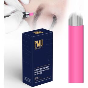 50Pcs Professional Microlading Needles 12 Pins Curved Flat with 0.18mm Diameter Disposable Manual Eyebrow Blades Permanent Makeup Supplies Microblading Kits in Saudi Arabia