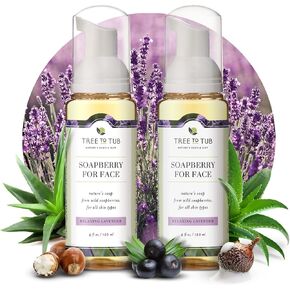 Tree to Tub Sensitive Skin Face Wash for Dry Skin - Moisturizing Gentle Face Cleanser for Women & Men, Hydrating Foaming Facial Cleanser, Daily Face Soap w/Organic Aloe Vera, All Natural Lavender Oil
