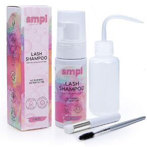SMPL Aesthetics Eyelash Extension Cleanser، شامبو الرموش، منظف الرموش للتمديدات، فرشاة الرموش، زجاجة شطف، حمام الرموش، كتاب إلكتروني مجاني حساس، بارابين، خالي من الكبريتات، مزيل مكياج، برايمر (طازج) in Kuwait