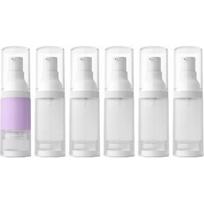 longway 0.67oz 20ml Airless Cosmetic Cream Pump Bottle Travel Size Dispenser Refillable Containers/Foundation Travel Pump Bottle for Shampoo（Pack of 6, Frosted Translucent）
