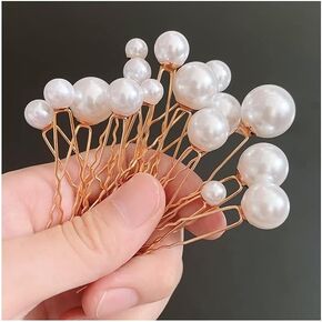 16 Pcs Pearl Hair Pins Bride Wedding Hair Clips Pearl Hair Piece Accessories for Women and Girls Gold