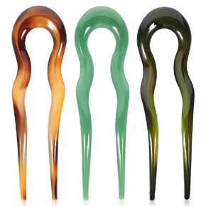 Hair Fork 3pcs French U Shaped Hairpin with Two Prongs Hair Clips Chignon Pin U Sticks for Women Girls Accessories Style 1 Hair Pin