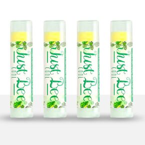 100% Natural Beeswax Lip Balm with Organic Oils (Cool Peppermint, 4 pack)