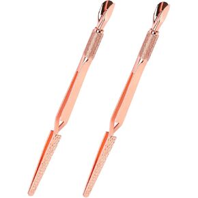 2PCS Colorful Stainless Steel Nail Art Tools Pinching Cuticle Pusher - Multifunction False Nail Shaping Tweezers Manicure Tool