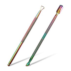 YEEPSYS Cuticle Pusher and Cutter Remover, Salon Quality Stainless Steel Acetone Gel Nail Polish Peeler Scraper Durable Manicure and Pedicure Cleaner Tool For Fingernail and Toenail in Kuwait