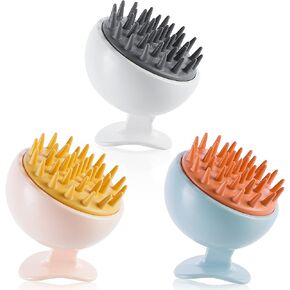 Lunhoo Hair Scalp Massager, Waterproof Hair Scrubber with Soft Flexible Silicone Bristles, Handheld Shampoo Brush for Both Wet Dry Hair, Set of 3 (White, Blue, Pink) in Kuwait