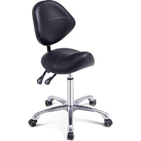 Grace&Grace Professional Saddle Stool with Wheels, Hydraulic Ergonomic Saddle Chair with Heavy Duty Metal Base for Clinic Dentist Spa Massage Salons Studio (Black) in Saudi Arabia