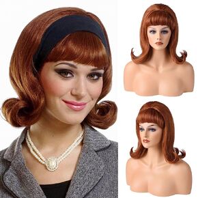 LONAI Black Wavy Wig with Bangs 26 Long Inch Vintage 50s Wig for Women Synthetic Hair for Daily Use Party…