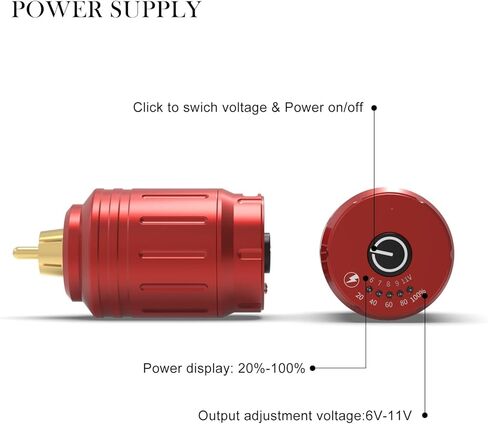 Wormhole Tattoo Power Battery Wireless Tattoo Power Supply for Tattoo Pen 1350MAH Tattoo Power Bank RCA Connector Rechargeable USB WB09-B in Kuwait