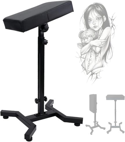 حامل مسند ذراع الوشم من KATZEIST، مسند ذراع وشم قابل للتعديل لوشم صالون الاستوديو مع وسادة إسفنجية جلدية ومسند ساق الذراع in Kuwait