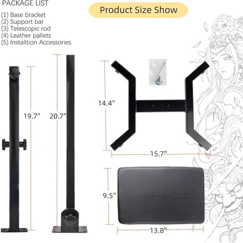 حامل مسند ذراع الوشم من KATZEIST، مسند ذراع وشم قابل للتعديل لوشم صالون الاستوديو مع وسادة إسفنجية جلدية ومسند ساق الذراع in Kuwait