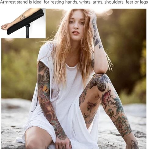 حامل مسند ذراع الوشم من KATZEIST، مسند ذراع وشم قابل للتعديل لوشم صالون الاستوديو مع وسادة إسفنجية جلدية ومسند ساق الذراع in Kuwait