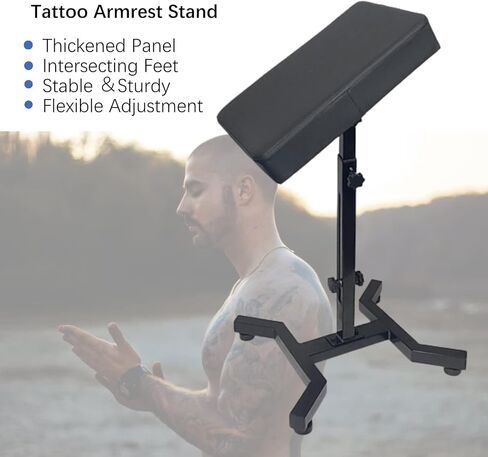 حامل مسند ذراع الوشم من KATZEIST، مسند ذراع وشم قابل للتعديل لوشم صالون الاستوديو مع وسادة إسفنجية جلدية ومسند ساق الذراع in Kuwait