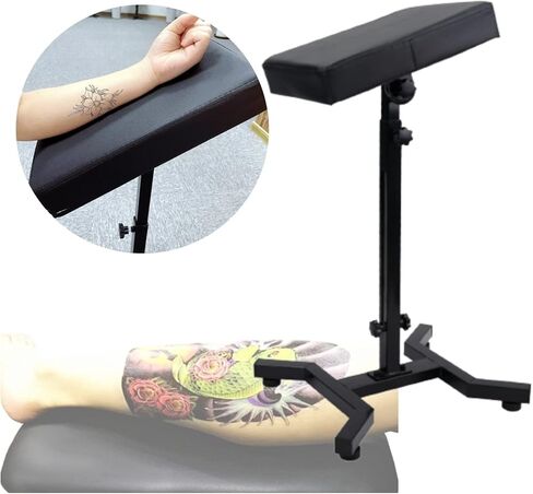 حامل مسند ذراع الوشم من KATZEIST، مسند ذراع وشم قابل للتعديل لوشم صالون الاستوديو مع وسادة إسفنجية جلدية ومسند ساق الذراع in Kuwait