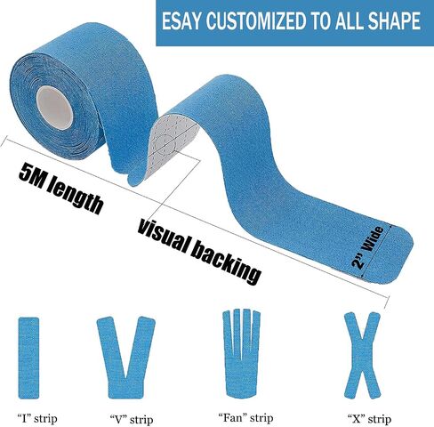 Kinesiology Tape Pro Athletic Sports (3 Rolls,60 Precut Strips) Waterproof Breathable Latex Free Tape for Ankle Wrists Knees Elastic Running Tennis Swimming Football Sports Activities Tapes (Black) in Saudi Arabia