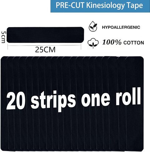 Kinesiology Tape Pro Athletic Sports (3 Rolls,60 Precut Strips) Waterproof Breathable Latex Free Tape for Ankle Wrists Knees Elastic Running Tennis Swimming Football Sports Activities Tapes (Black) in Saudi Arabia