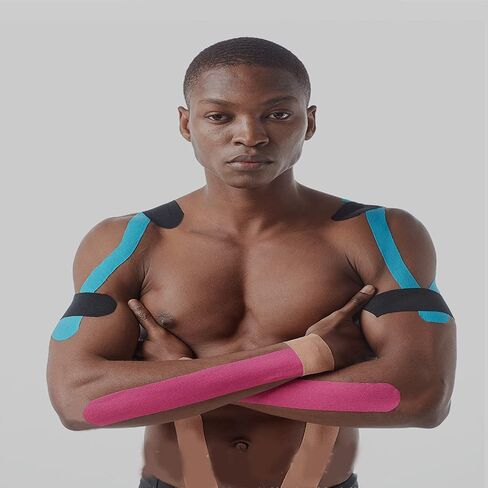 Kinesiology Tape Pro Athletic Sports (3 Rolls,60 Precut Strips) Waterproof Breathable Latex Free Tape for Ankle Wrists Knees Elastic Running Tennis Swimming Football Sports Activities Tapes (Black) in Saudi Arabia