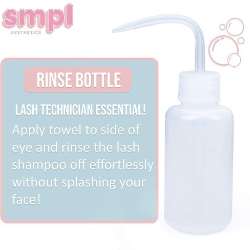 SMPL Aesthetics Eyelash Extension Cleanser، شامبو الرموش، منظف الرموش للتمديدات، فرشاة الرموش، زجاجة شطف، حمام الرموش، كتاب إلكتروني مجاني حساس، بارابين، خالي من الكبريتات، مزيل مكياج، برايمر (طازج) in Kuwait