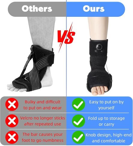 جبيرة ليلية لتخفيف التهاب اللفافة الأخمصية - دعامة التهاب وتر العرقوب بمقبض دوار وسلك حديد مرن جبيرة ليلية ظهرية مرنة للنساء والرجال لتخفيف التهاب اللفافة الأخمصية وآلام قوس القدم والكعب. in Kuwait