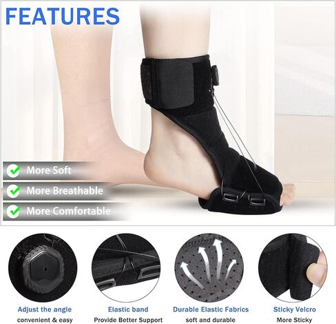 جبيرة ليلية لتخفيف التهاب اللفافة الأخمصية - دعامة التهاب وتر العرقوب بمقبض دوار وسلك حديد مرن جبيرة ليلية ظهرية مرنة للنساء والرجال لتخفيف التهاب اللفافة الأخمصية وآلام قوس القدم والكعب. in Kuwait