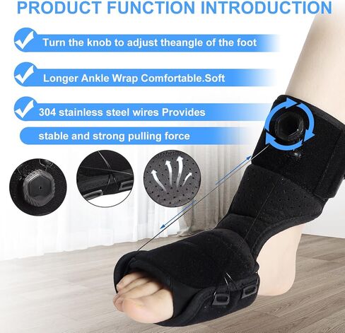جبيرة ليلية لتخفيف التهاب اللفافة الأخمصية - دعامة التهاب وتر العرقوب بمقبض دوار وسلك حديد مرن جبيرة ليلية ظهرية مرنة للنساء والرجال لتخفيف التهاب اللفافة الأخمصية وآلام قوس القدم والكعب. in Kuwait