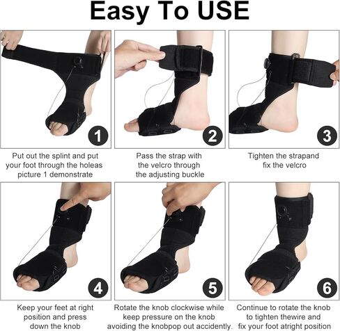 جبيرة ليلية لتخفيف التهاب اللفافة الأخمصية - دعامة التهاب وتر العرقوب بمقبض دوار وسلك حديد مرن جبيرة ليلية ظهرية مرنة للنساء والرجال لتخفيف التهاب اللفافة الأخمصية وآلام قوس القدم والكعب. in Kuwait