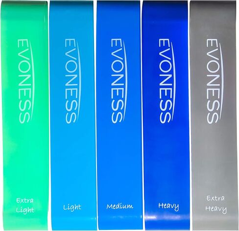 EVONESS - أربطة دائرية لتمارين المقاومة للساقين بعقب الغنائم الرئيسية مجموعة من 5 in Kuwait